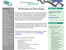 Tablet Screenshot of hire.pro-cam.com.au